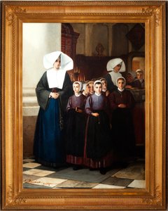 Dipinto. Firmato e datato: Constant Meunier 1864. Gli orfani. Olio su tela. (dettaglio) da Constantin Emile Meunier