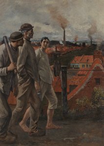 Il ritorno dei minatori (olio su tela)