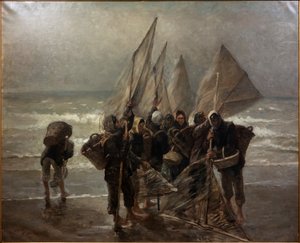 Pescatori di gamberi a Mariakerke