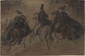 Cavaliere e due signore a cavallo da Constantin Guys