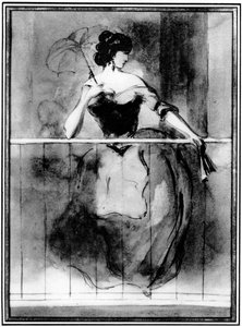 Signora su un balcone, XIX secolo, 1930 da Constantin Guys