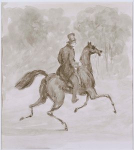 Uomo su cavallo al trotto