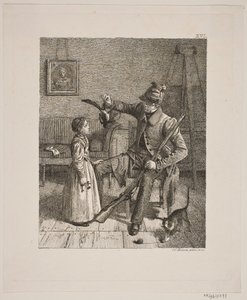 Danese: Un cacciatore che mostra a una bambina la sua preda da Constantin Hansen