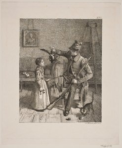 Un cacciatore mostra la sua preda a una bambina da Constantin Hansen