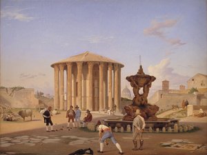 Piazza della Bocca della Verità con il cosiddetto Tempio di Vesta a Roma da Constantin Hansen