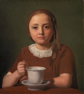 Ritratto di una bambina, Elise Købke, con una tazza davanti a lei, 1850