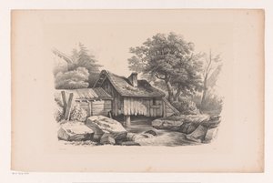 Casa di legno sopra il fiume da Constantinus Cornelis Huysmans