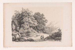 Paesaggio con due figure su una strada di campagna da Constantinus Cornelis Huysmans