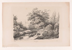 Paesaggio roccioso con ruscello da Constantinus Cornelis Huysmans