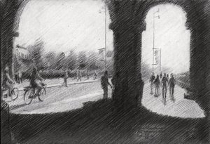 Scena urbana con archi
