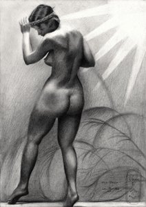 Figura nuda contemplativa da Corné Akkers