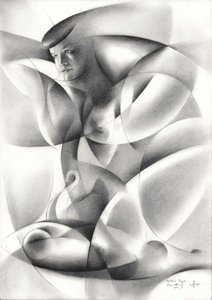 Donna nuda in stile geometrico da Corné Akkers