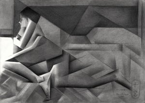 Donna geometrica in contemplazione da Corné Akkers