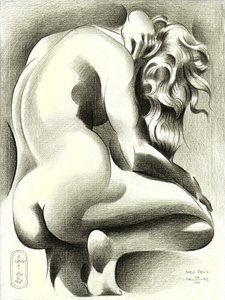 Studio di una figura nuda in posa aggraziata