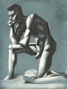 Uomo geometrico inginocchiato