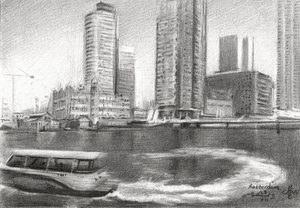 Schizzo della città di Rotterdam da Corné Akkers