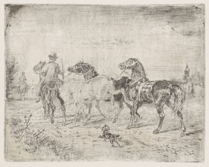 Cavalieri con cavalli da Cornelis Albertus Johannes Schermer