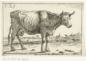 Paesaggio con mucca da Cornelis  Bisschop