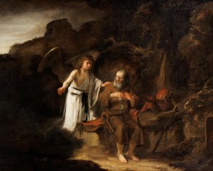 Olandese:  Landschap met Elia en de engel Paesaggio con Elia e l