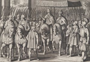 Tavola 3: Carlo V incoronato imperatore entra a Roma con il Papa, dai Trionfi di Carlo..., 1614 da Cornelis Boel