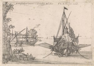 Galea ancorata in una baia da Cornelis Bol