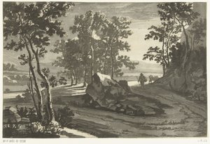 Paesaggio boscoso con mandriano