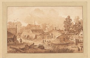 Veduta del villaggio con stagno da Cornelis Brouwer
