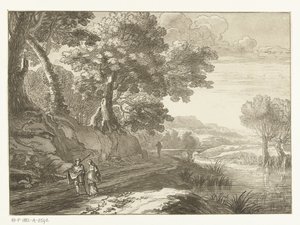 Paesaggio italianizzante con tre passeggiatori da Cornelis Brouwer