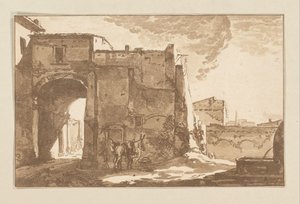 Porta con viaggiatore e mulo da Cornelis Brouwer