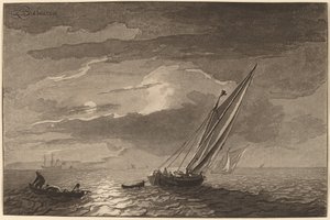 Marina con luna piena da Cornelis Brouwer