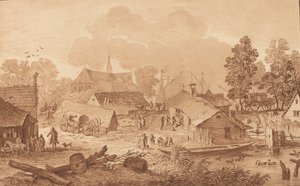 Villaggio con stagno da Cornelis Brouwer
