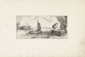 Barca su un fiume (Paesaggi) da Cornelis Claesz van Wieringen (possibly)