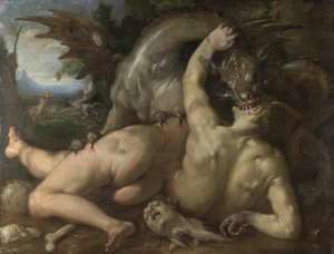 Due seguaci di Cadmo divorati da un drago da Cornelis Cornelisz. Haarlem van