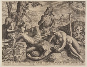 Adamo ed Eva che piangono la morte di Abele da Cornelis Cort