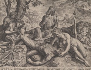 Adamo ed Eva lamentano la morte di Abele, 1564 da Cornelis Cort