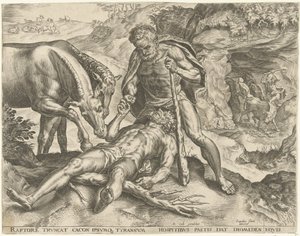 Ercole porta Diomede ai suoi cavalli (Le fatiche di Ercole) da Cornelis Cort