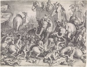 Battaglia di Zama tra Scipione e Annibale da Cornelis Cort