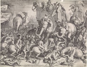 Battaglia di Zama tra Scipione e Annibale da Cornelis Cort