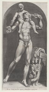 Speculum Romanae Magnificentiae: Bacco sulle spalle di un satiro da Cornelis Cort