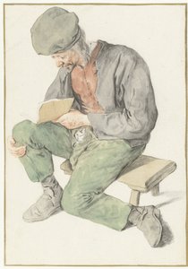Uomo seduto che legge, rivolto a sinistra da Cornelis Dusart