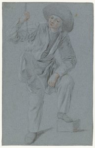 Ragazzo in piedi che tira una corda da Cornelis Dusart
