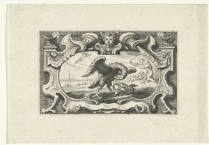 Vignetta con pellicano che nutre i suoi piccoli con il proprio sangue da Cornelis Galle (II) (attributed to)