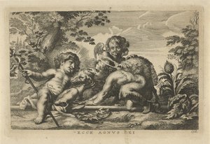 San Giovanni Battista e il Bambino Gesù con agnello e angelo da Cornelis Galle (II)