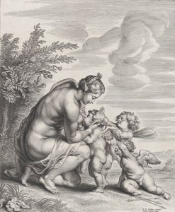 Venere che Allatta Tre Cupidi in un Paesaggio