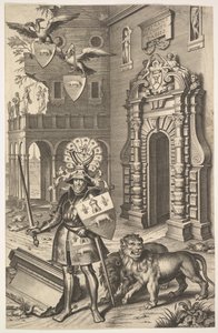 Ritratto allegorico del conte Tassis, illustrazione da Jean Jacques Chifflet, Les marques ..., 1645 da Cornelis Galle I