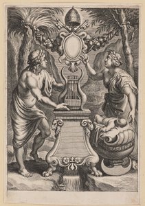 Pagina del titolo per M.C. Sarbievski, Lyricorum Libri IV da Cornelis Galle I after Sir Peter Paul Rubens