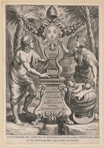 Pagina del titolo per "Lyricorum Libri IV" di M.C. Sarbievski da Cornelis Galle I after Sir Peter Paul Rubens