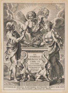 Pagina del titolo per Silvester Pietrasanta, De Symbolis Heroicis da Cornelis Galle I after Sir Peter Paul Rubens