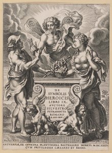 Pagina del titolo per Silvester Pietrasanta, De Symbolis Heroicis da Cornelis Galle I after Sir Peter Paul Rubens
