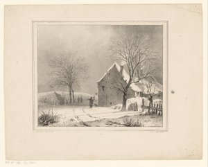 Case in un paesaggio innevato da Cornelis Gerrit Verburgh